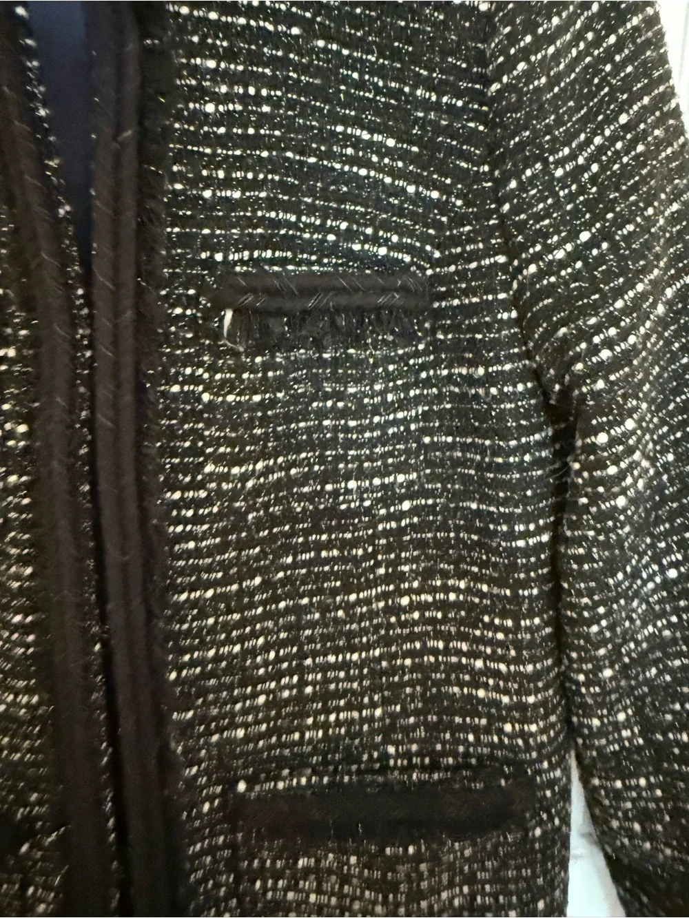 J. Crew Black Tweed Collarless Pea Coat